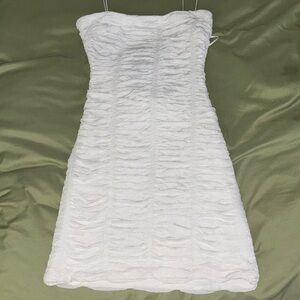 Elegant White Ruched Dress